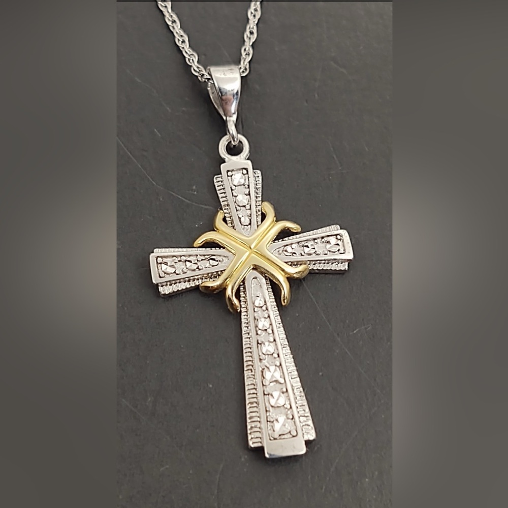 Elegant Silver and Gold Cross Necklace